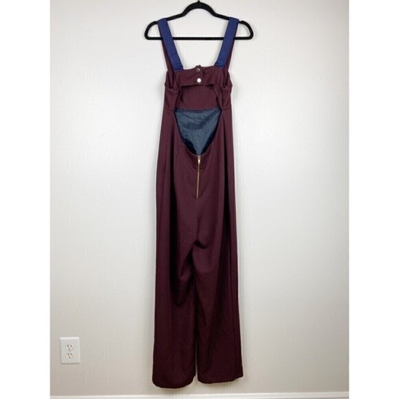 Topshop Cutout Back Sleeveless Square Neck Jumpsuit Maroon Burgundy Size 8 - Picture 5 of 10